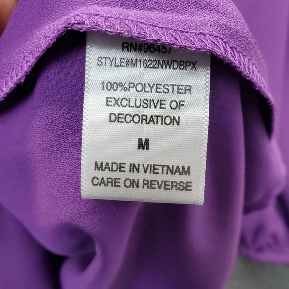 Indigo Rose Tunic Top Women Medium Purple Balloon Sleeve Crochet Lace Scoop Neck - Picture 6 of 9